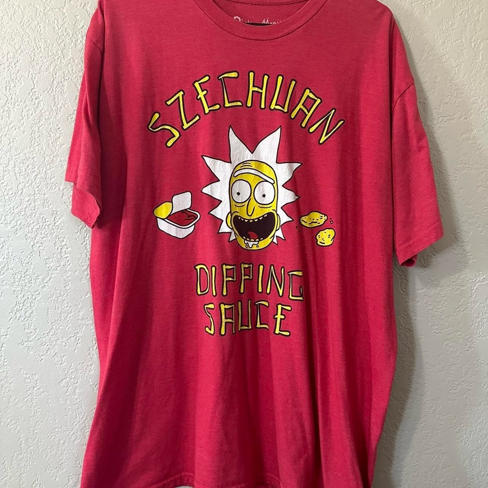 Red Graphic T-Shirt with Szechuan Dipping Sauce Design